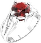 Belinda Jewelz Real Solid 925 Sterling Silver Twisted Band Round Sparkling Gemstone Prong Rhodium Plated Birthstone Engagement Wedding Classic Womens Fine Jewelry Ring Rings, Garnet Red, Size 6