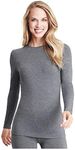 Cuddl Duds Women's Softwear with Stretch Long Sleeve Crew Neck Top, Heather Coal, Small