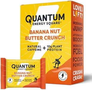 Quantum Energy Square: Energy Bar with Caffeine & 10g Protein. Delicious Healthy Snack On The Go. (Vegan, Gluten-free, Soy-free, Dairy-free). Flavor: Banana Nut Butter Crunch 8Pk