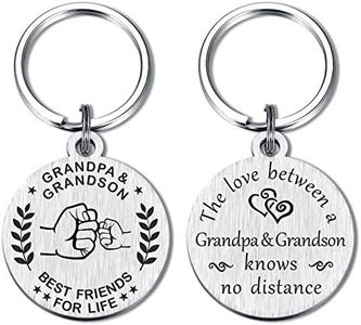 MXRSDF Grandpa Gifts from Grandson, Grandfather Keychain for Fathers Day Birthday Christmas, Metal Engraved
