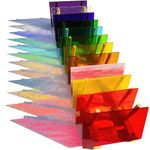 ILLUCKAI 12 Sheets Rainbow Transparent Stained Glass Sheet, 4 x 6 inch Cathedral Glass Stained Glass Supplies, Iridescent Art Glass for Stained Glass Projects and Mosaic Making Crafts