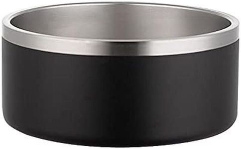 Gteller 32oz 64oz Stainless Steel Double Wall Dog Bowls,BPA Free Non-Slip Pet Dishes,Cat Food&Water Bowl with Rubber Base(32oz, Black)