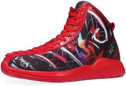 Women's Red High Top Sneakers Graffiti Outdoor Basketball Shoes Ankle Boots Size 9