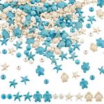 NBEADS About 176 Pcs 6 Styles Synthetic Turquoise Bead, Turtle Bead Charms Starfish Sea Stars Charms Gemstone Stone Spacer Beads for Jewelry Making DIY Bracelet Necklace