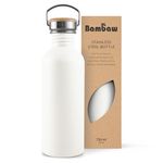 Bambaw 24 oz Water Bottle, White Water Bottle Metal, Non-Insulated Single Wall Stainless Steel Water Bottle, Reusable Water Bottle, Metal Water Bottle no Straw – Polar White