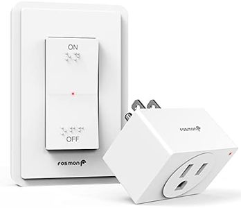 Fosmon Indoor Remote Control Outlet Plug, Wireless Remote Light Switch, No Interference, Battery Operated Outlet Plug with Remote Braille On/Off Mark, 80 ft Range, 15A/1875W, No Wiring & Expandable