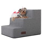 Dog Stairs for Small Dogs, Dog Steps for Couch and Bed, Non-Slip Bottom Pet Stairs for Small Dogs or Cats, Grey, 3 Steps