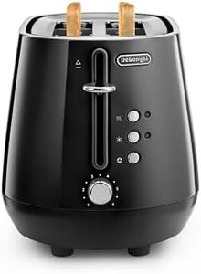 De'Longhi Eclettica Toaster CTY2003.BK, 2 Slot Toaster with Reheat and Defrost Functions, Progressive Browning Levels, Pull Crumbs Tray, Stainless Steel, 900W, Glossy Black