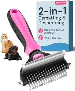 MalsiPree Pet Grooming Brush and Undercoat Rake for Dogs and Cats, 2-in-1 Pink Deshedding & Dematting Tool for Mats & Tangles - Pet Dematting Brush