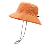 woogwin Waterproof Bucket Rain Hat with Chin Strap Quick Dry Packable Boonie Sun Hat Safari Hat UV Protection, Orange, Medium-X-Large