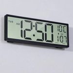 Henescribe Large Digital Wall Clock Battery Operated Black, Atomic Clock with Large Display Numbers, Calendar, Auto DST, Clocks for Living Room, Kitchen, Office, Bedroom