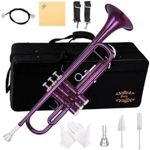Glory Bb Trumpet - Trumpets for Beginner or Advanced Student with Case, pair of gloves-Purple