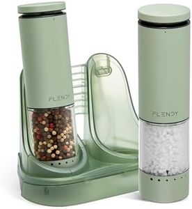 Flendy Electric Salt and Pepper Grinder Set Rechargeable, Automatic Salt and Pepper Grinder Set with Oversized Top Button, Stainless Steel Electric Salt and Pepper Shakers Set
