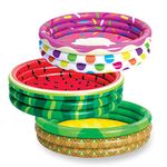 3 Pack 45" X 10" Inflatable Kiddie Pools, Watermelon & Pineapple & Cupcake Swimming Pool for Kids Seasonal Merriment, Indoor&Outdoor Water Pool Baby Swimming Pool Pit Ball Pool