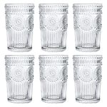 Kingrol 6 Pack 12 oz Romantic Water Glasses, Premium Drinking Glasses Tumblers, Vintage Glassware Set for Juice, Beverages, Beer, Cocktail