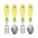 Zak Designs Bluey Kid Flatware Fun Character Art on Both Utensils, Non Slip Fork and Spoon Set is Perfect for Encouraging Picky Eaters to Finish Their Plates, 2 Pack (4 PCS)