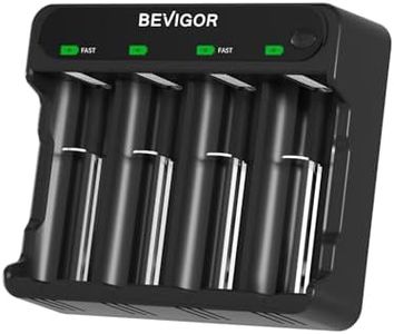 BEVIGOR AA AAA Battery Charger 4 Bay for NiMH NiCD Rechargeable Battery Independent Control Damage Battery Detection Indicator,Battery Charger with Type-C Quick Charging, Battery NOT Included