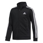 adidas Boys' Zip Front Iconic Tricot Jacket, Black, Medium