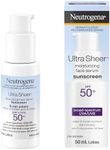Neutrogena Ultra Sheer Moisturizing Serum Sunscreen SPF 50+ Broad Spectrum UVA UVB Protection Lightweight Water Resistant up to 80 Minutes Non-Comedogenic Fragrance Free, 50mL
