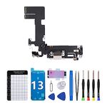 CYKJGS for iPhone 13 Charging Port Replacement OEM Headphone Assembly Microphone Antanna USB Charge White Dock Connector Flex Ribbon Repair Tools Kit Waterproof Sticker A2631 A2633 A2634 A2635 A2482