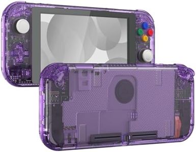 eXtremeRate Crystal Clear Atomic Purple DIY Replacement Shell for Nintendo Switch Lite, NSL Handheld Controller Housing w/Screen Protector, Custom Case Cover for Nintendo Switch Lite - No Controller