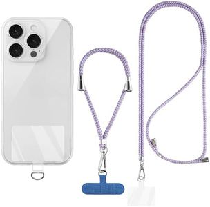 Phone Lanyard Tether Set, Crossbody Neck Strap & Wrist Lanyard with 2 Durable Tabs, Adjustable Nylon Cell Phone Lanyard for Around Neck, Compatible with iPhone, Samsung & Most Smartphones, Purple Mix
