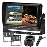 VEKOOTO RV Backup Camera System Wired AHD 1080P 7“ Split Screen Monitor, IP69 Recording/Waterproof/Night Vision, 2 Channels Camera for Truck Camper Adapter Trailer (N72)