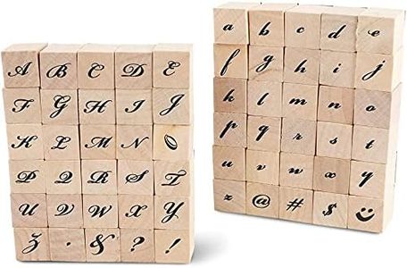 Wood Rubber Stamps for Crafting, Calligraphy Alphabet Stamp Set (60 Pieces)