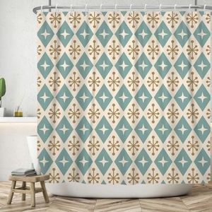 ASDCXZ Tenda da doccia bohémien, 240 x 180 cm, moderna, stile bohémien, colore blu, beige, stella, motivo geometrico, per bagno, lavabile, in poliestere, impermeabile, per vasca da bagno con 12 ganci