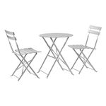 Harbour Housewares 2 Seater White Round Bistro Garden Table and Chairs Set - 2 Chairs and 1 table 3 Piece Folding Table Chairs Outdoor Patio Balcony Furniture