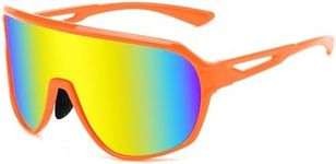 FEISEDY Sports Sunglasses for Men and Women,Oversized One Piece Reflective Lens Cycling Sunglasses B0178