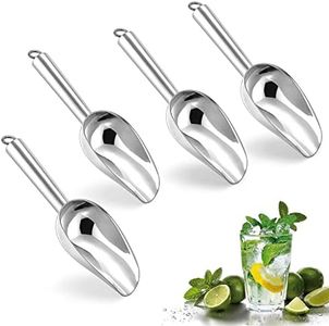 Herogo 3oz Mini ice Scoop Set of 4, Small Stainless Steel Scooper for Candy/Flour/Bean/Pet Food/ Ice Cube, Metal Utility Scoops for Kitchen Bar Party Wedding, Dishwasher Safe & Heavy Duty
