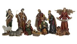 Pfennig N Squid Christmas Nativity Set 11 Piece Traditional Resin Figurine Scene Display Set, Blue, Green, Brown, L (AAA463291)