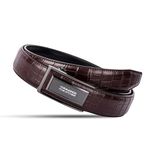 HAMMONDS FLYCATCHER Genuine Leather Belt for Men, Premium Leather Belt with Auto Lock mechanism, Mens Belt Leather Branded with Slide Lock, Stylish Hidden Tail Design for Everyday Wear - Croc Brown