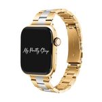 My Pretty Strap Queen Vogue Band Compatible with Apple WATCH SE Series 9 8 7 6 5 4 3 2 1, 42MM / 44MM / 45MM / 49MM, Stainless Steel Metal Gold Silver for Women