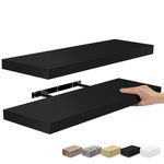 Sorbus Floating Shelves for Wall - Large Floating Shelf 24" x 9" - Hanging Bathroom Shelves & Wall Shelves for Decoration - Perfect Photo Frames & Trophy Display - Extra Long Wall Shelf (Black)