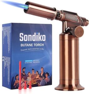 Sondiko Butane Torch, Premium Metal Big Flame Torch Refillable Blow Torch Lighter with Adjustable&Wind Resistance Flame for Cooking, BBQ(Butane Gas not Included)