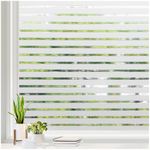 rabbitgoo Window Film Privacy for Glass Windows, Frosted Stripe Patterm Window Sticker Static Cling No Glue Anti UV Decorative Door Window Cover for Home Office, 60 x 200 cm