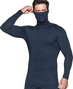 TSLA Men's Cool Dry Fit Mock Long Sleeve Compression Shirts, Athletic Workout Shirt, Active Sports Base Layer T-Shirt MUT14-CHC Small