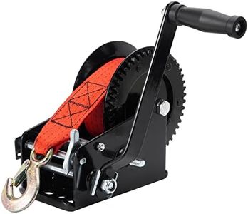 Boat Trailer Winch 3500lbs Hand Winch Heavy Duty Hook with 33ft Red Polyester Strap Hand Crank Winch, Two Way Ratchet Boat Winch for Trailer Marine Truck ATV Boat