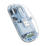 ZEBRONICS Sheer Rechargeable Wireless Mouse, Dual Mode (2.4GHz + BT), Dual Bluetooth, Silent Operation, Transparent Body, RGB, Battery Indicator, for Mac | Laptop | Computer (Blue)