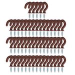 uxcell 50pcs Cup Ceiling Hooks 1/2 Inch Vinyl Coated Metal Screw in Holder Hooks for Home Office Plants Outdoor Lights Hanger Brown