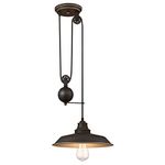 63632 Iron Hill One-Light Indoor Pulley Pendant, Oil Rubbed Bronze Finish with Highlights