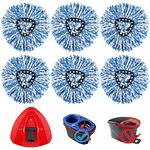 RinseClean Spin Mop Head Refill for Vileda EasyWring 2-Tanks System - Rotating Microfiber Triangle Replacement Pads Washable & Reusable fit All Floor - 6 Cloth 1 Mop Base