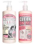 Soap and Glory The Righteous Body Butter Lotion Bundled with Clean on Me Creamy Clarifying Shower Gel 500 millilitre Hand Pumps