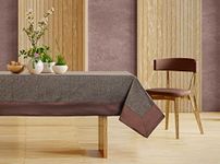 CASA-NEST 4 Seater Centre Rectangular Table Cover, Table Cloth Plain Color Size 36X54 Inch,Washable Quality Cotton Jute Table Cover,Color=Brown