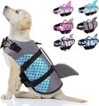 Matiko Dog Life Jacket Vest, Adjustable Dogs Swimming Vest with Shark Fin, Safety High Visibility Pet Floatation Vest Life Preserver for Small Medium and Large Dogs for Swimming and Boating (L, Blue)