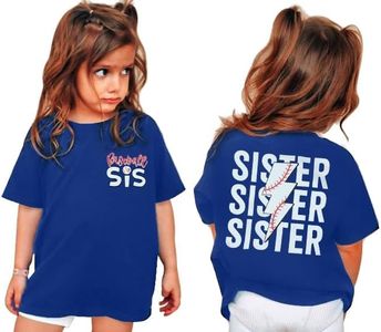 FRYAID Toddler Baseball Shirt Baby Girls Little Sister Bigest Fan Baseball Shirts Birthday Tshirt Summer Cotton Tee Outfit Blue
