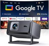 【Built-in Google TV】Smart 4K Projector for Home Cinema, Native 1080P Portable Short-Throw Projector with Apps, Auto Focus & 6D Keystone, WiFi 6 Bluetooth 5.3 Movies Projectors for Bedroom, Outdoor