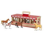 Melissa & Doug Show-Horse Stable | Wooden toy | Farm toy | Wooden stable toy | Toy set for boys & girls | Animal figures | Pretend play | Play set | Toys for 3 4 5+ ages | Gift for Boy or Girl